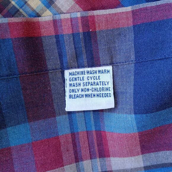 Arrow Sport Vintage 80s Primary Color Plaid Shirt XL long sleeve button-up - Picture 8 of 14